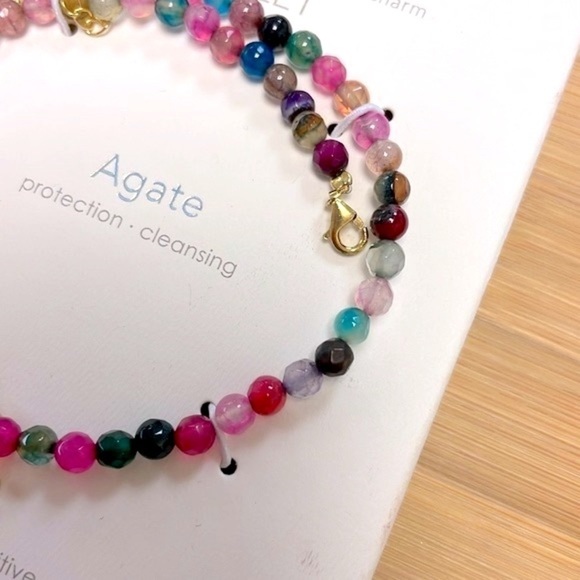 Essential Ritual Genuine Stone 18k Gold Plated Sterling Silver Charm Anklet - Picture 9 of 15